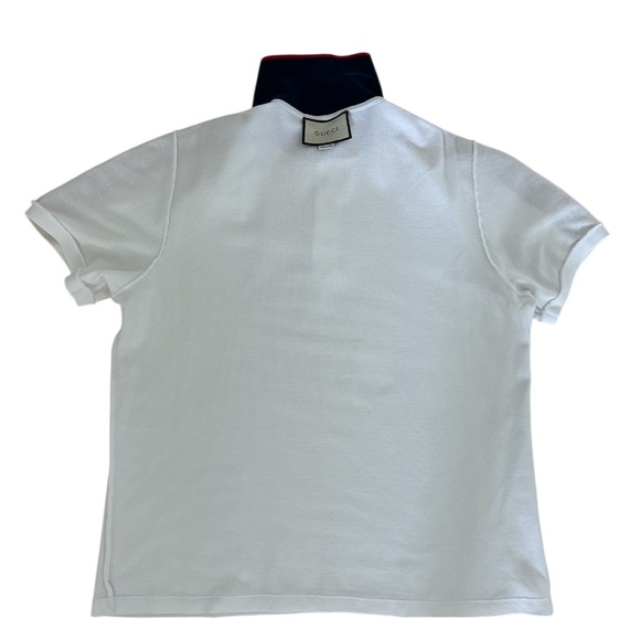 Gucci Men White Polo Shirt with Navy Collar and Striped Trim XL - Picture 11 of 16